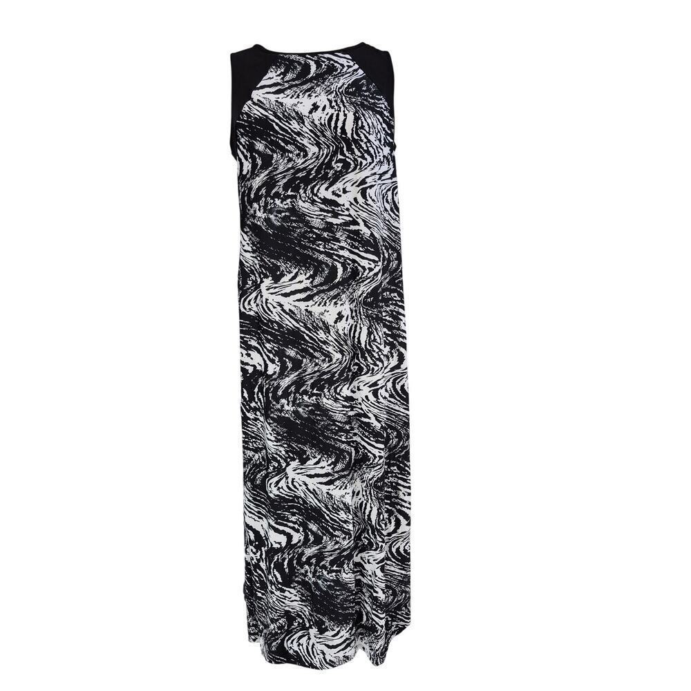 Avenue Black White Abstract Maxi Dress NWT 14/16 Made USA - Picture 3 of 8